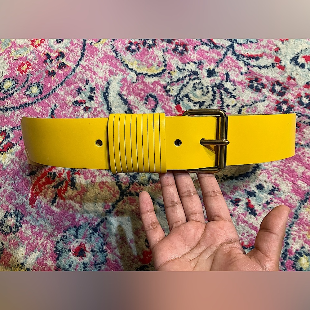 RARE 1960s mint condition vintage Pierre Cardin Yellow Belt with Buckle